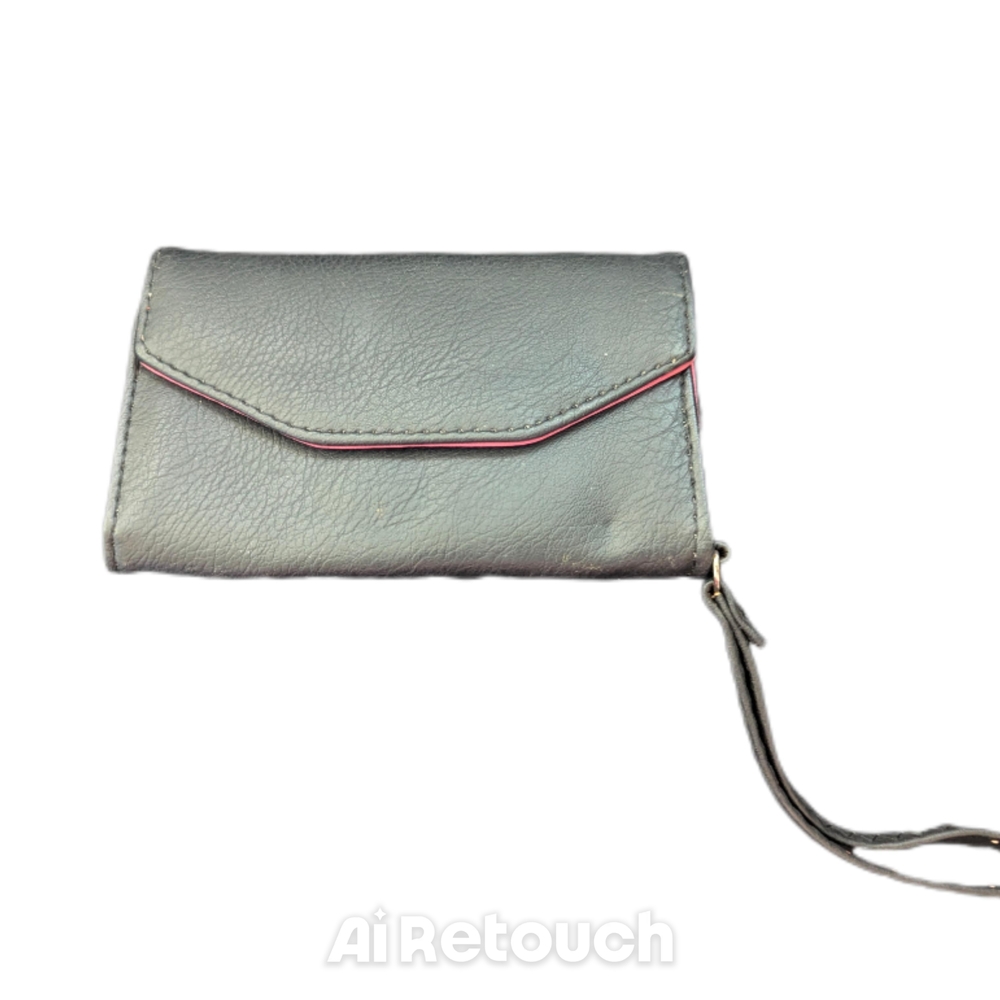 Source Unknown Black Wallet with Pink TrimFaux-Leather Tri-Fold Wristlet Envelop
